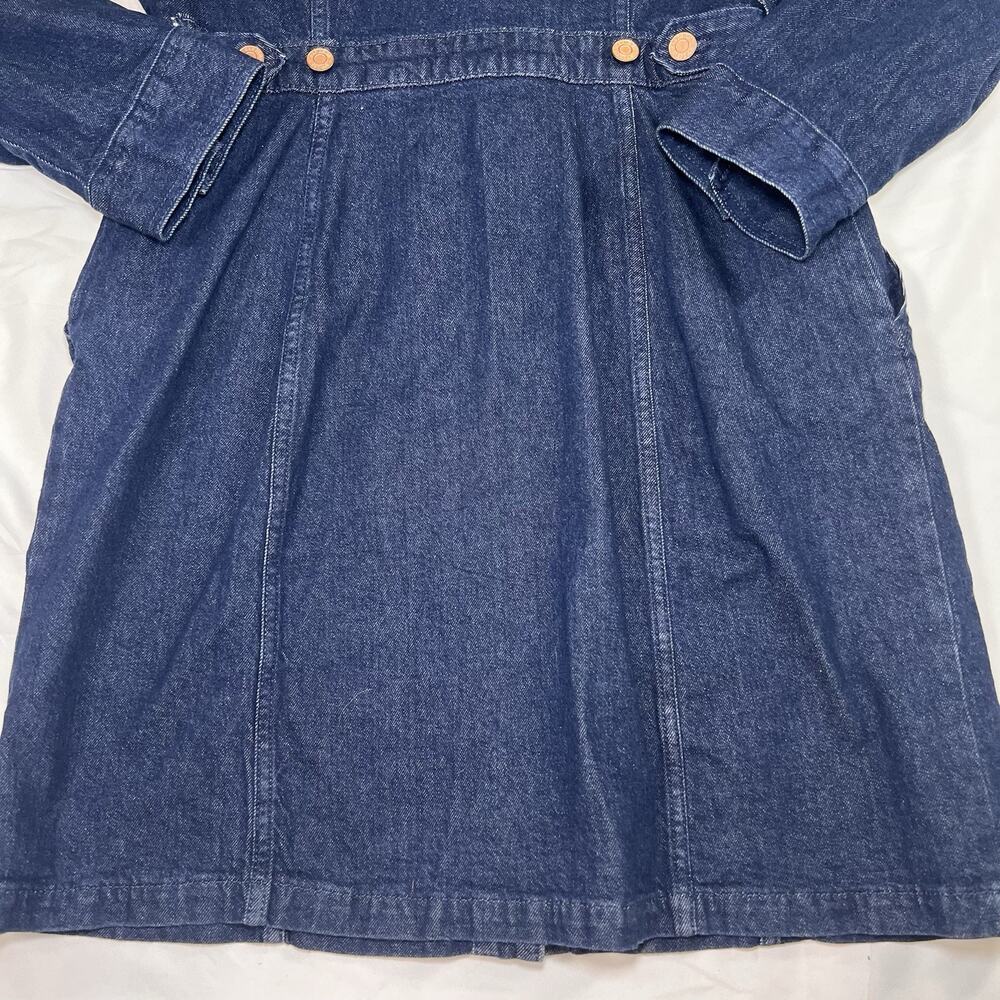 Gap Denim Dress Size M Tall Blue Dark Wash Puff Sleeves Button Pockets Western - Picture 10 of 12